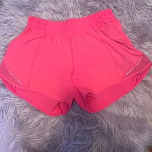 Lululemon neon pink shorts hotty hots